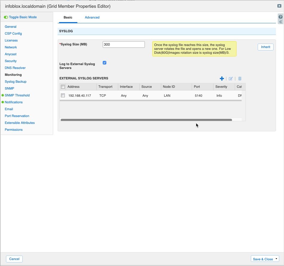 Configuring Remote Syslog in Infoblox
