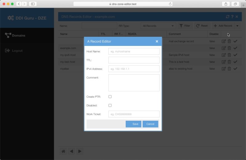 DNS Zone Editor - A Record Add