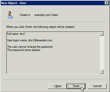 Finish adding the new AD user